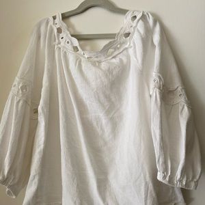 white flowy puff sleeve shirt. worn once. great condition